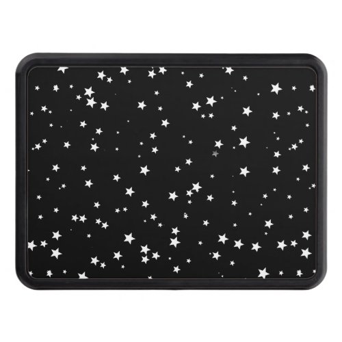 Trendy Cute Tiny White Stars on Black Sky Hitch Cover