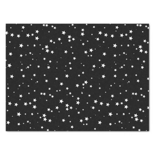 Trendy Cute Tiny White Stars on Black Sky  Tissue Paper
