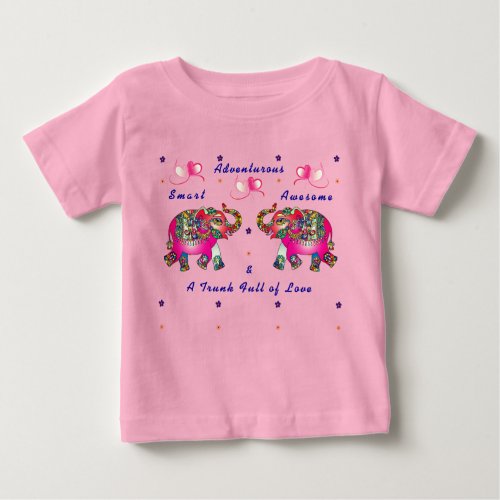 Trendy Cute Toddler Artsy Elephant Baby T_Shirt