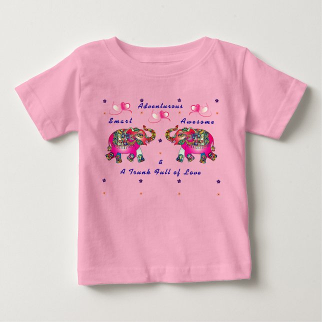 Trendy Cute Toddler Artsy Elephant Baby T-Shirt (Front)
