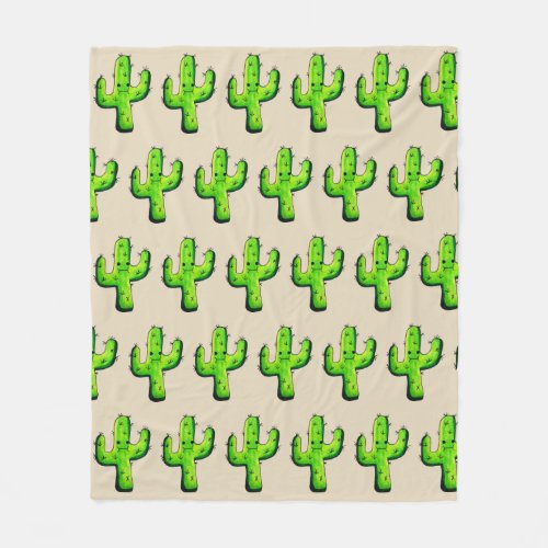 Trendy Cute Watercolor Cartoon Cactus Fleece Blanket
