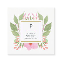 Trendy Cute Watercolor Pink Flowers Monogram