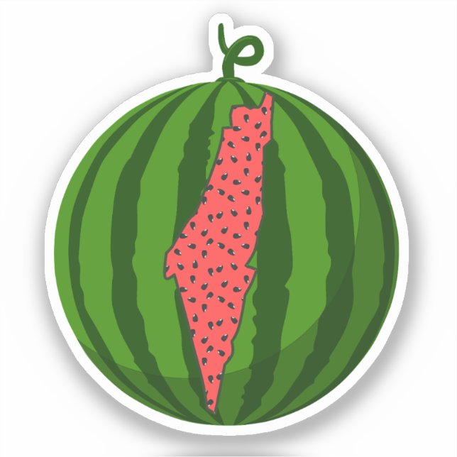 Trendy Cute Watermelon Palestine Map Artwork Sticker (Front)