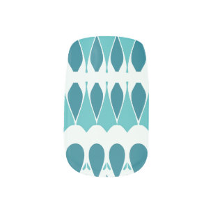 Trendy cute white teal "Ratti_Creative_Arts" Minx Nail Art