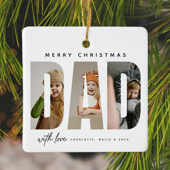 Trendy DAD Custom Photo Collage Ceramic Ornament (Creator Uploaded)