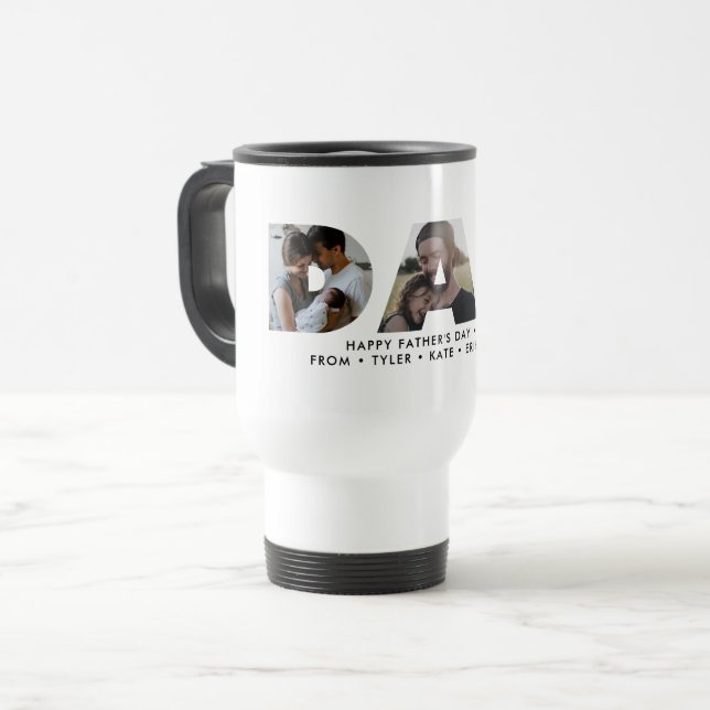 Trendy DAD Daddy Photo Collage Cutout Father's Day Travel Mug (Front Left)