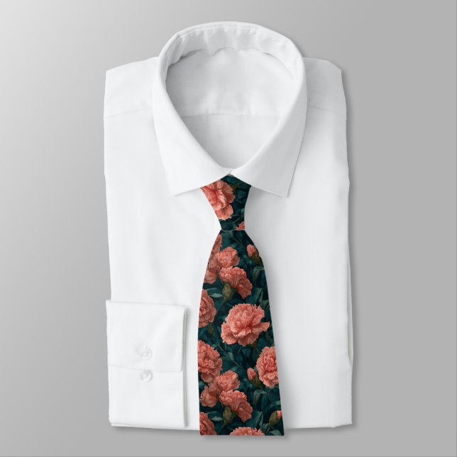 Trendy Dad Gifts Carnation Floral Neck Tie (Tied)