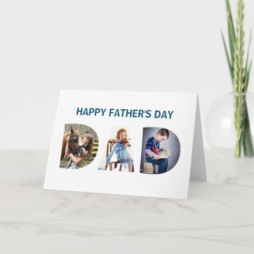 Trendy DAD Thru Letters 3 Photos Fathers Day Card