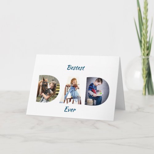 Trendy DAD Transparent Bestest Dad Ever 3 Photos Card