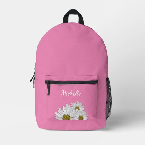 Trendy Daisies Cute Flowers Pink  Printed Backpack