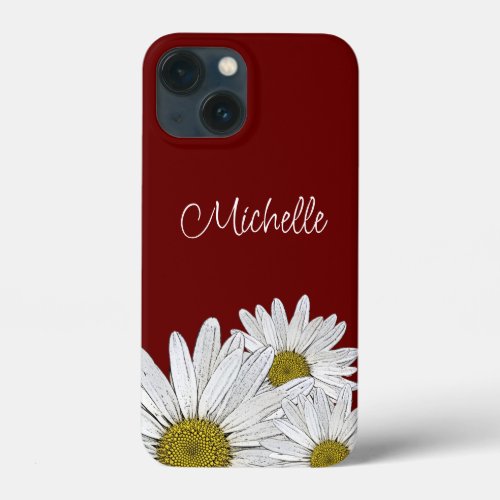 Trendy Daisies Floral Cute Red iPhone 13 Mini Case