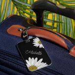 Trendy Daisies Personalized Black White  Luggage Tag at Zazzle