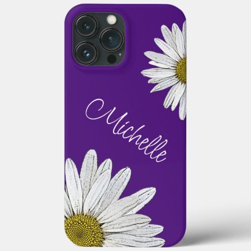 Trendy Daisies Personalized Cute Purple iPhone 13 Pro Max Case