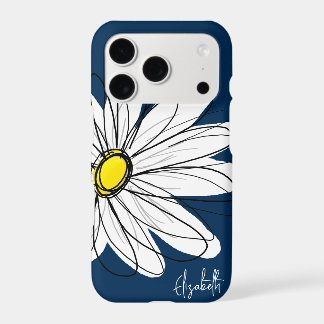 Trendy Daisy Floral Illustration Custom name iPhone 17 Pro Case