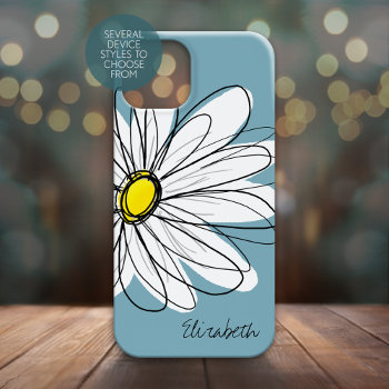 Trendy Daisy Floral Illustration Custom Name Iphone 13 Mini Case by icases at Zazzle