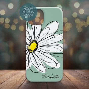 Trendy Daisy Floral Illustration Custom Name Iphone 13 Case by icases at Zazzle