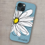 Trendy Daisy Floral Illustration Custom name iPhone 13 Mini Case<br><div class="desc">A zen and whimsical,  hipster cover.</div>