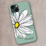 Trendy Daisy Floral Illustration Custom name iPhone 13 Case<br><div class="desc">A zen and whimsical,  hipster cover.</div>