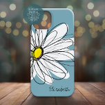 Trendy Daisy Floral Illustration Custom Name Iphone 13 Mini Case at Zazzle