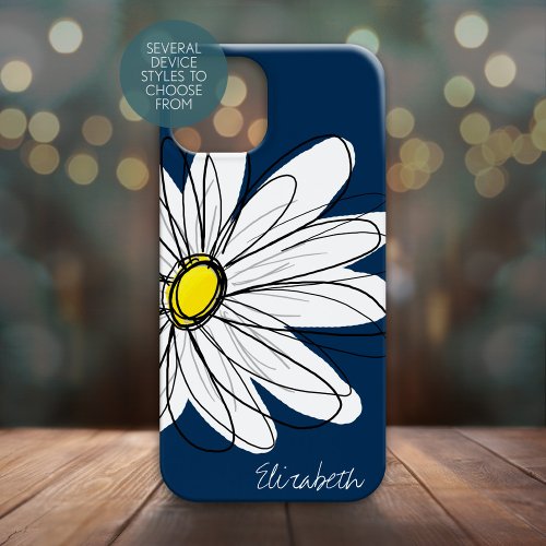 Trendy Daisy Floral Illustration Custom name Case_Mate iPhone 14 Case