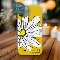 Trendy Daisy Floral Illustration Custom name
