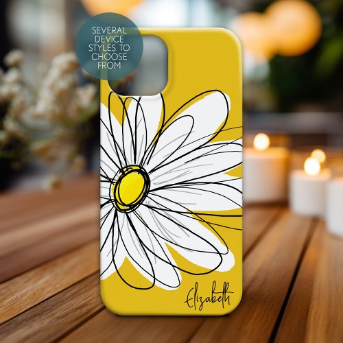 Trendy Daisy Floral Illustration Custom name Case_Mate iPhone 14 Case