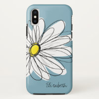 Trendy Daisy Floral Illustration Custom name iPhone XS Case