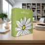 Trendy Daisy Floral Illustration - lime and yellow 3 Ring Binder