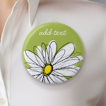 Trendy Daisy Floral Illustration - lime and yellow Button<br><div class="desc">A zen and whimsical,  hipster piece of art. You can add a name,  monogram or other custom text. If you need to move the art around,  click on the customize button to make changes.</div>