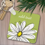 Trendy Daisy Floral Illustration - lime and yellow Keychain<br><div class="desc">A zen and whimsical,  hipster piece of art. You can add a name,  monogram or other custom text. If you need to move the art around,  click on the customize button to make changes.</div>
