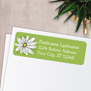 Trendy Daisy Floral Illustration - lime and yellow Label