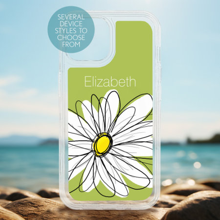 Trendy Daisy Floral Illustration - Lime And Yellow Otterbox Iphone 14 