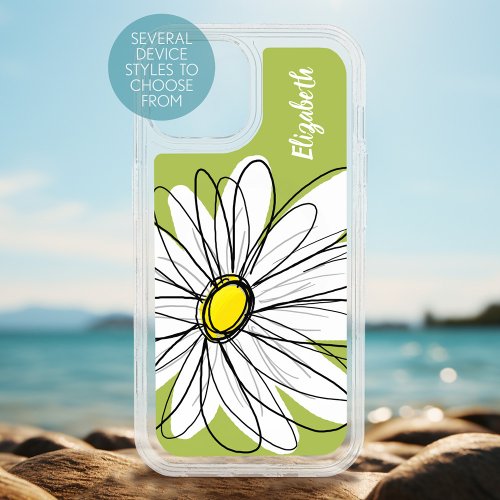 Trendy Daisy Floral Illustration _ lime and yellow iPhone 15 Case