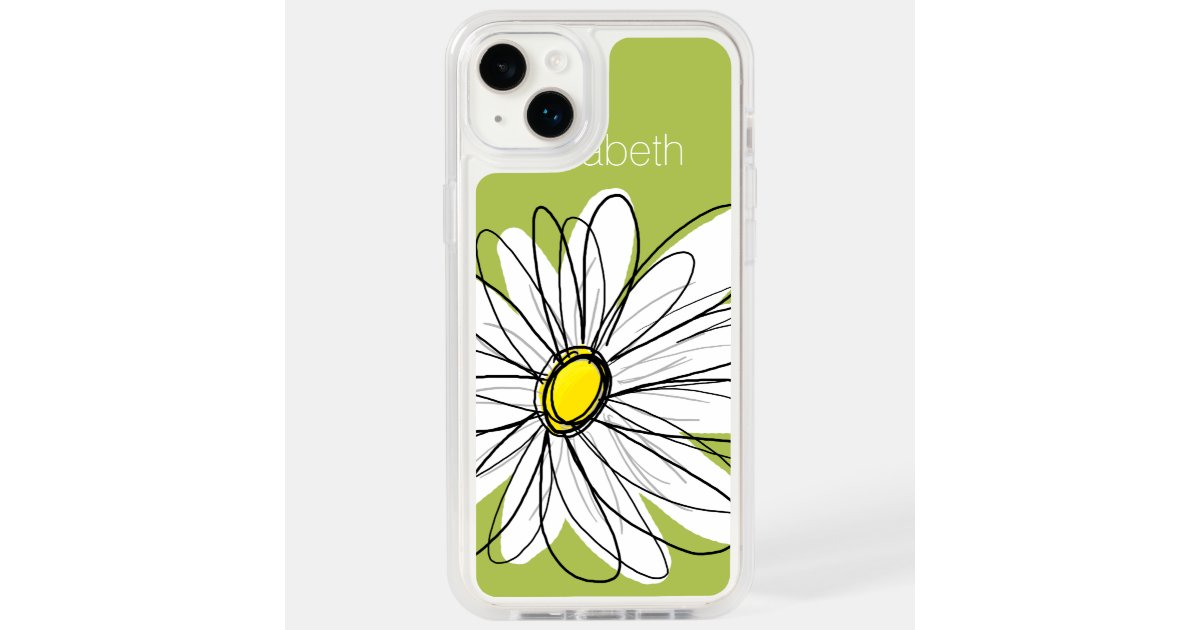 Trendy Daisy Floral Illustration lime and yellow Otterbox iPhone Case
