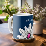 Trendy Daisy Floral Illustration - navy and pink Coffee Mug<br><div class="desc">A zen and whimsical,  hipster piece of art. You can add a name,  monogram or other custom text. If you need to move the art around,  click on the customize button to make changes.</div>