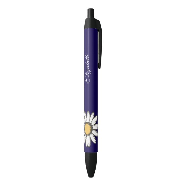 Trendy Daisy Floral Illustration Navy Pen (Bottom (Vertical))