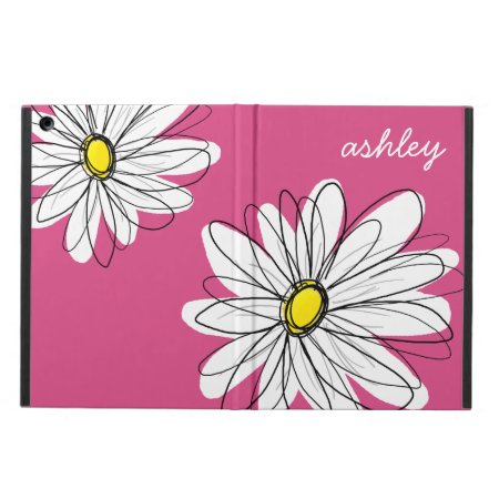 Trendy Daisy Floral Illustration - Pink And Yellow Ipad Air Cover