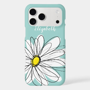 Trendy Daisy Floral Illustration - teal yellow Iphone 18 Pro Max Case