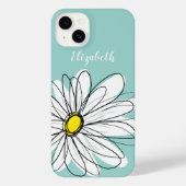 Trendy Daisy Floral Illustration - teal yellow iPhone Case (Back)