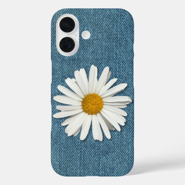 Trendy Daisy Flower Blossom Dark Blue Denim Jeans Case-Mate iPhone Case (Back)