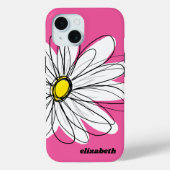 Trendy Daisy Flower with Name - pink yellow Case-Mate iPhone Case (Back)