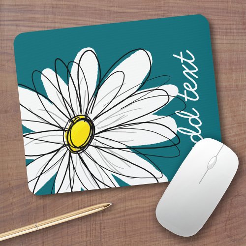 Trendy Daisy with blue and yellow Mouse Pad