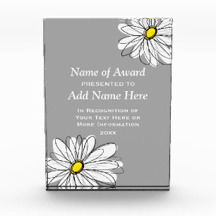 Trendy Daisy with gray and yellow Acrylic Award