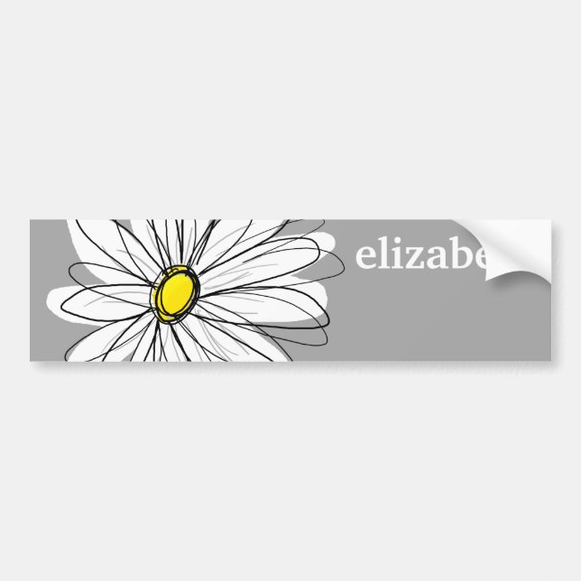 Trendy Daisy with gray and yellow Bumper Sticker (Front)