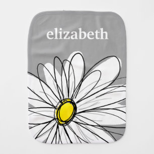 Trendy Daisy with gray and yellow Burp Cloth