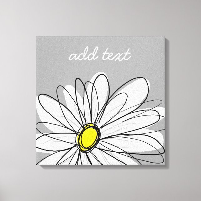 Trendy Daisy with gray and yellow Canvas Print (Front)