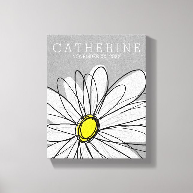 Trendy Daisy with gray and yellow Canvas Print (Front)