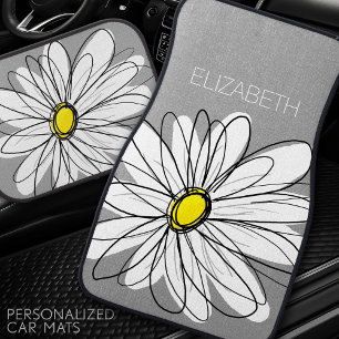 Trendy Daisy with gray and yellow Car Mat