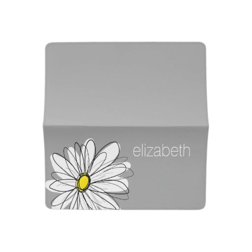 Trendy Daisy with gray and yellow Checkbook Cover Zazzle