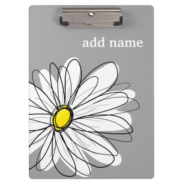 Trendy Daisy with gray and yellow Clipboard (Front)